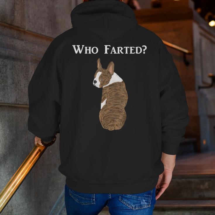 Boston Terrier Who Farted Men Zip Up Hoodie Back Print, funny gift