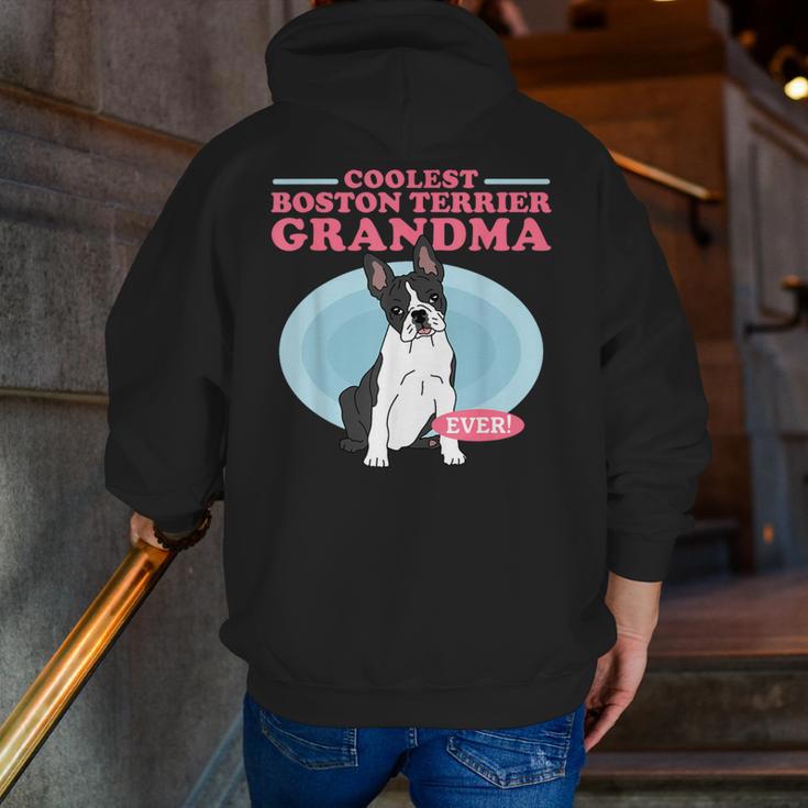 Boston Terrier Grandma Bostie Dog Owner Boston Terrier Men Women Men Zip Up Hoodie Back Print, funny gift