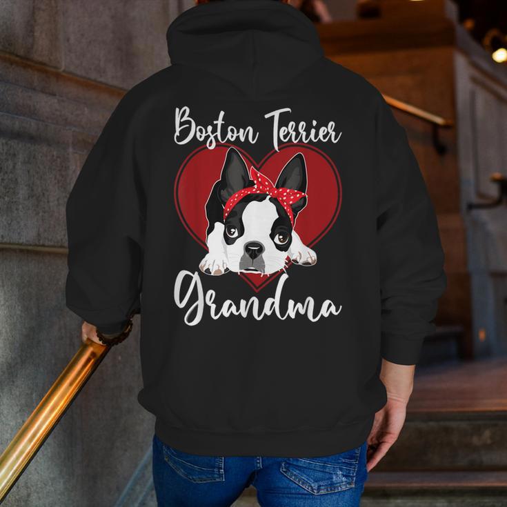 Boston Terrier Grandma Dog Owner Boston Terrier For Men Women Men Zip Up Hoodie Back Print, funny gift