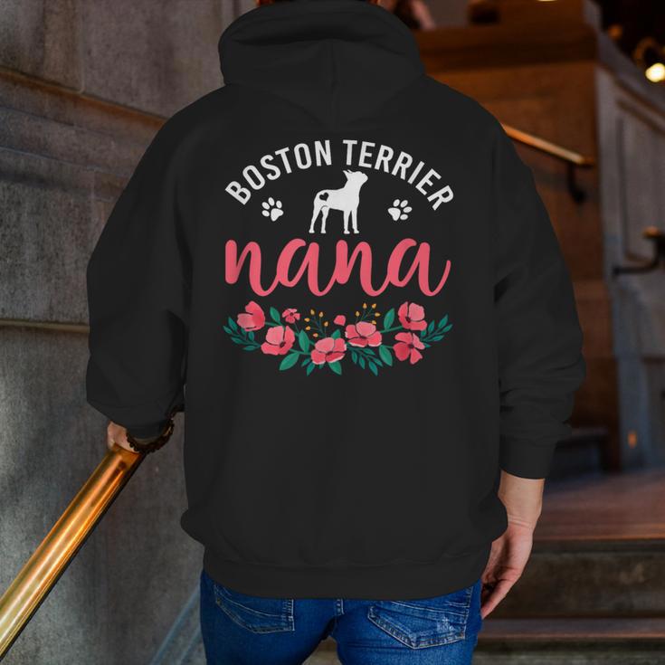 Boston Terrier Grandma Nana Dog Lover Christmas Men Zip Up Hoodie Back Print, Boston Terrier Christmas Hoodies, funny gift