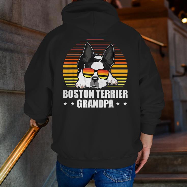 Boston Terrier Grandpa Dog Owner Boston Terrier Men Zip Up Hoodie Back Print, funny gift