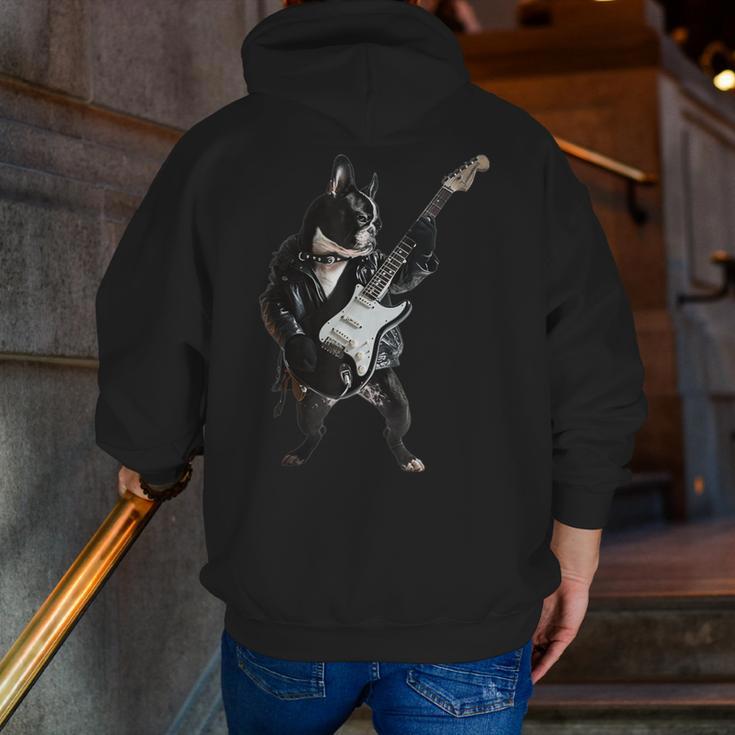 Boston Terrier Guitar Men Zip Up Hoodie Back Print, funny gift