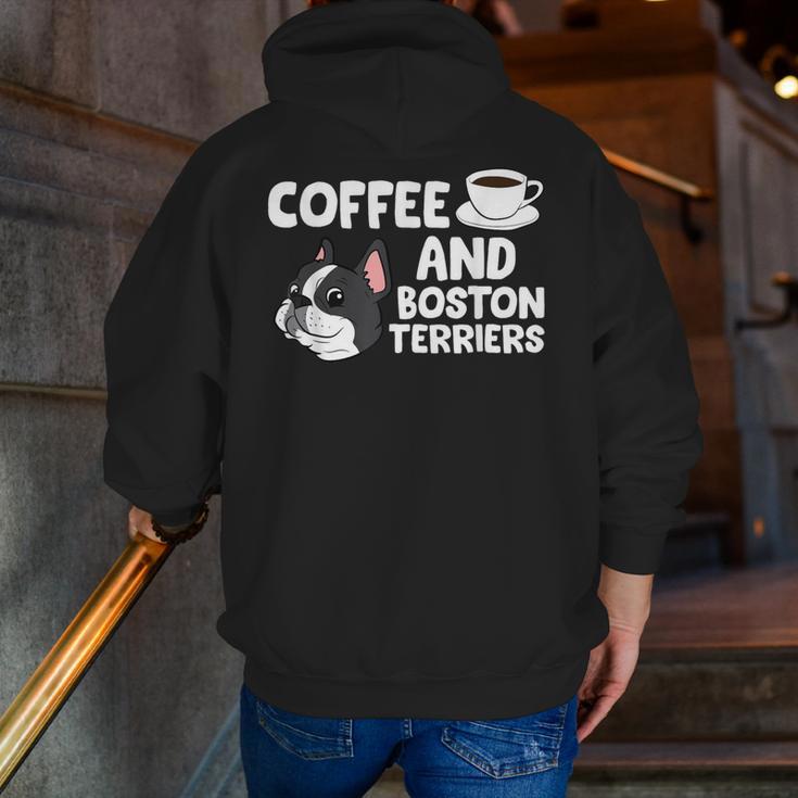 Boston Terrier Lover Coffee And Boston Terriers Men Zip Up Hoodie Back Print, funny gift