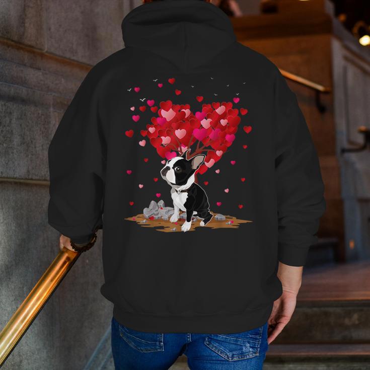 Boston Terrier Lover Heart Shape Boston Terrier Valentine Men Zip Up Hoodie Back Print, funny gift