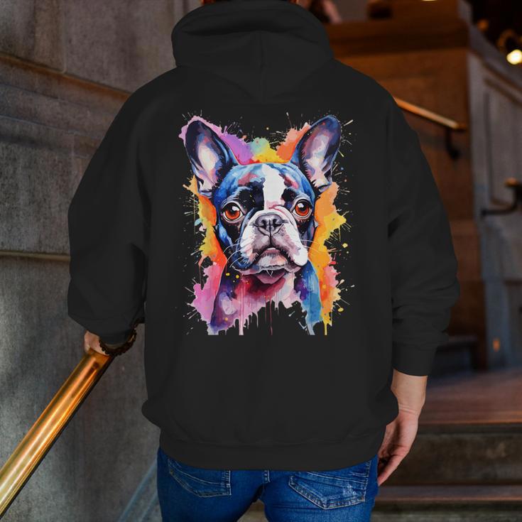 Boston Terrier Lover Pop Art Color Boston Terrier Dog For Men Women Girls Kids Men Zip Up Hoodie Back Print, funny gift