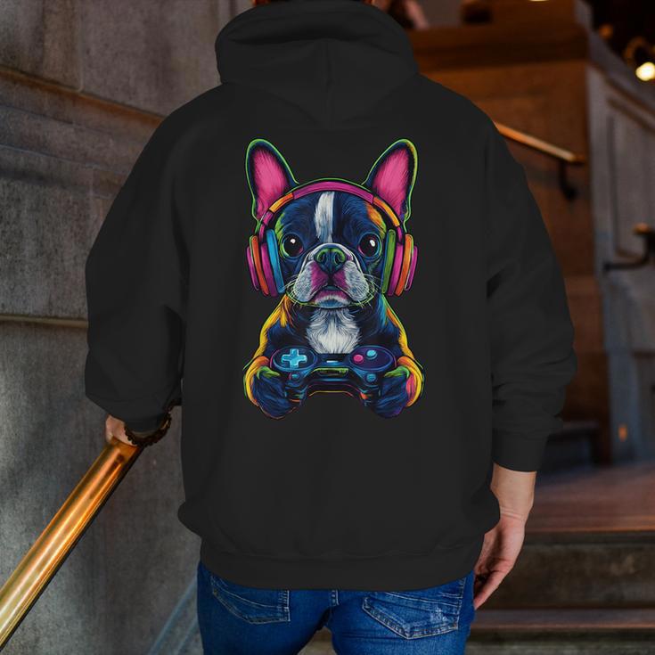 Boston Terrier Lovers Gaming Headphones Boston Terrier Men Zip Up Hoodie Back Print, funny gift