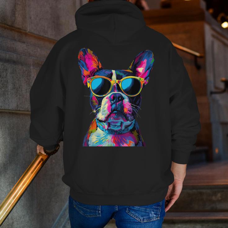 Boston Terrier Lovers Pop Art Boston Terrier Men Zip Up Hoodie Back Print, funny gift
