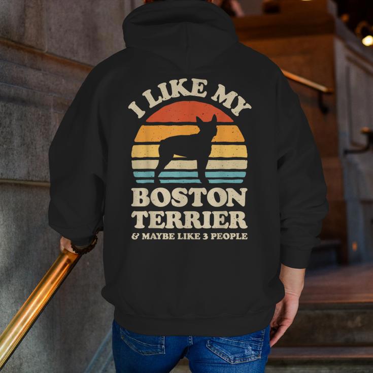 I Like My Boston Terrier And Maybe Like 3 People Dog Lover Men Zip Up Hoodie Back Print, funny gift