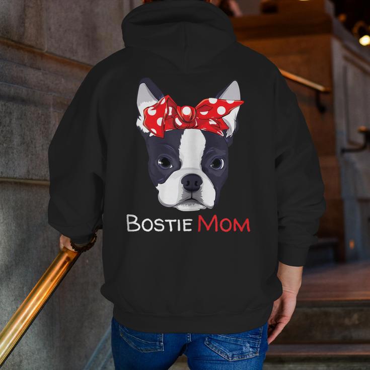Boston Terrier Mom Bostie Women Girls Men Zip Up Hoodie Back Print, Boston Terrier Mom Hoodies, funny gift