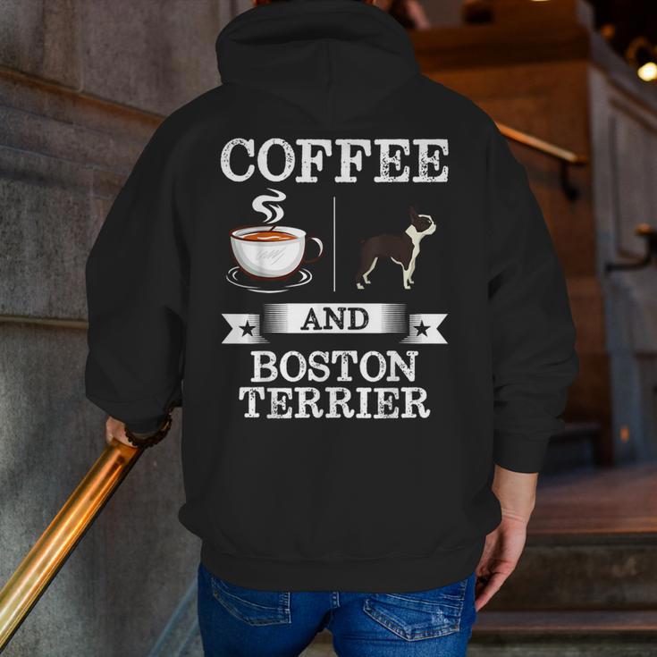 Boston Terrier Shirt Coffee And Boston Terrier Cute Dog For Men Women Girls Kids Men Zip Up Hoodie Back Print, funny gift