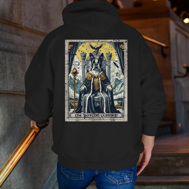 Boston Terrier Tarot Card Dog Men Zip Up Hoodie Back Print, Boston Terrier Tarot Hoodies, funny gift