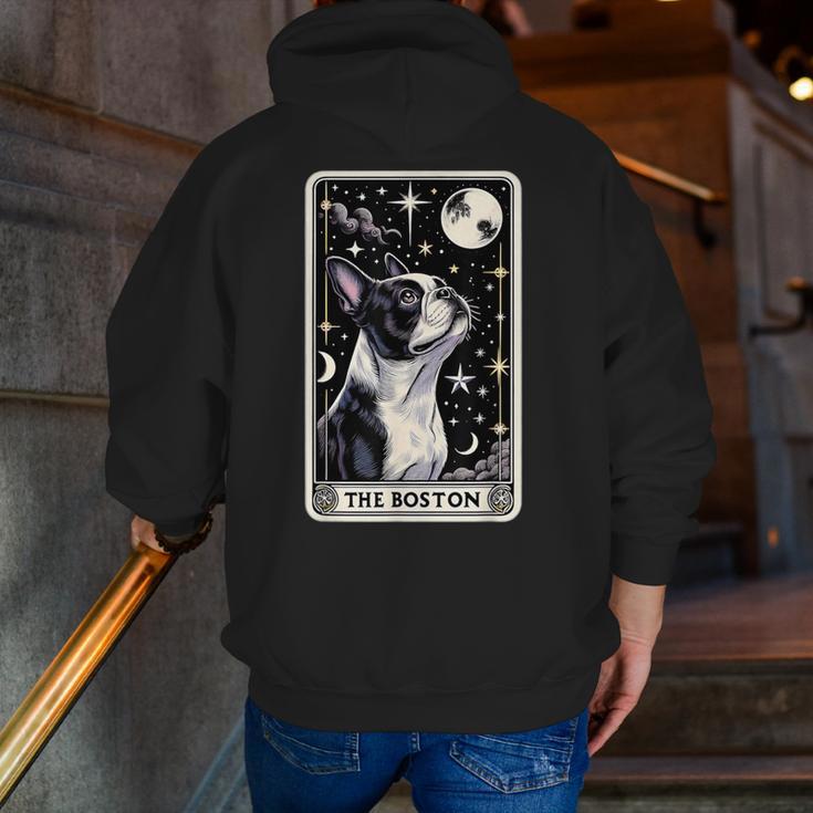 Boston Terrier Tarot Card Star With The Moon Men Women Kids Men Zip Up Hoodie Back Print, Boston Terrier Tarot Hoodies, funny gift