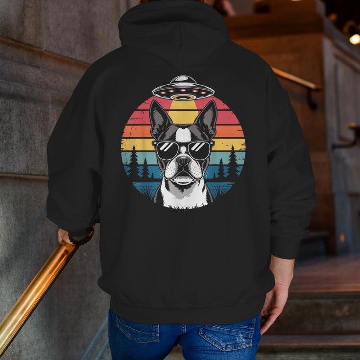 Boston Terrier UFO Alien Boston Terrier Dog Mom Dad Men Zip Up Hoodie Back Print, Boston Terrier Mom Hoodies, Boston Terrier Dad Hoodies, funny gift