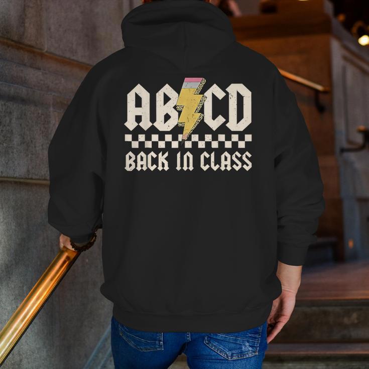 Boys Girls Teachers Rock Back To School ABCD Back In Class Men Zip Up Hoodie Back Print, funny gift
