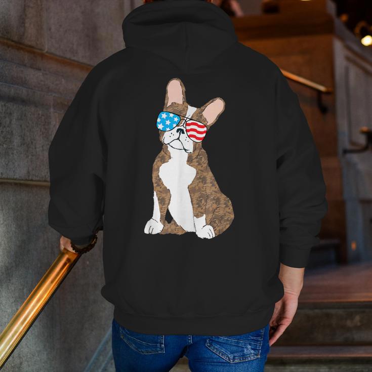Brindle Boston Terrier Dog Patriotic Shirt USA Flag Men Zip Up Hoodie Back Print, Patriotic Boston Terrier Hoodies, funny gift