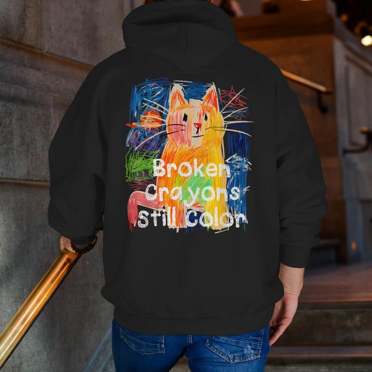 Broken Crayons Still Color Cat Teacher Men Zip Up Hoodie Back Print, funny gift Broken Crayons Still Color Cat Teacher Men Zip Up Hoodie Back Print, funny gift