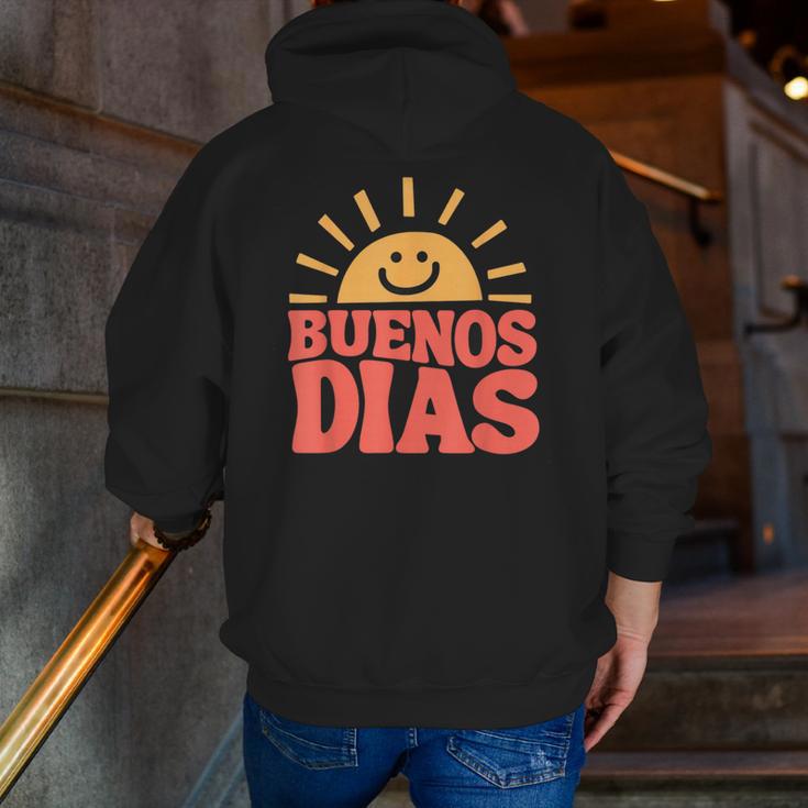 Buenos Dias Spanish Teacher Appreciation Back To School Men Zip Up Hoodie Back Print, funny gift