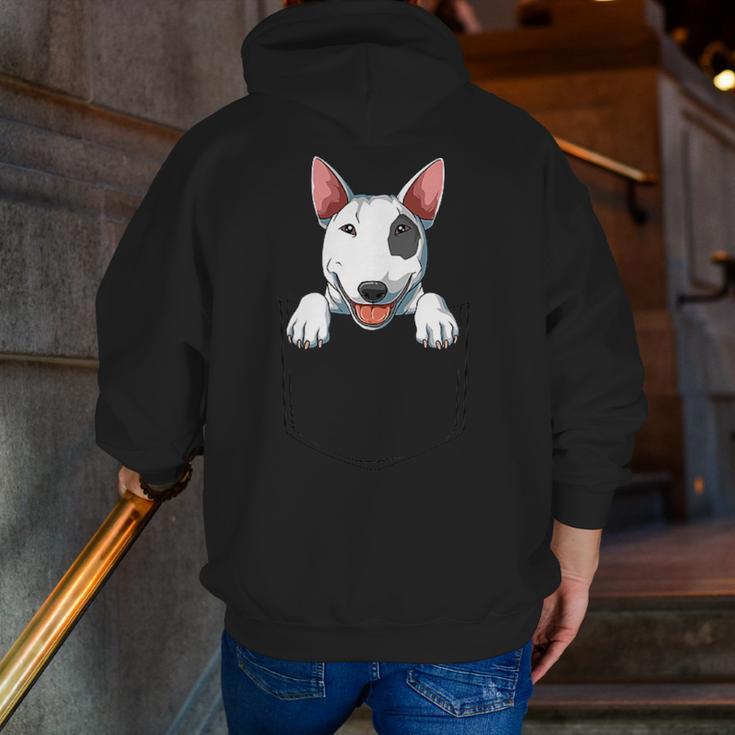 Bull Terrier Pocket Bull Terrier Peeking Out Pocket Men Zip Up Hoodie Back Print, funny gift