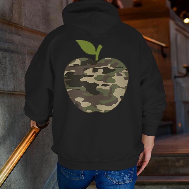 Camo Apple Camouflage Clothing School Student Camo Teacher Men Women Kids Men Zip Up Hoodie Back Print, funny gift