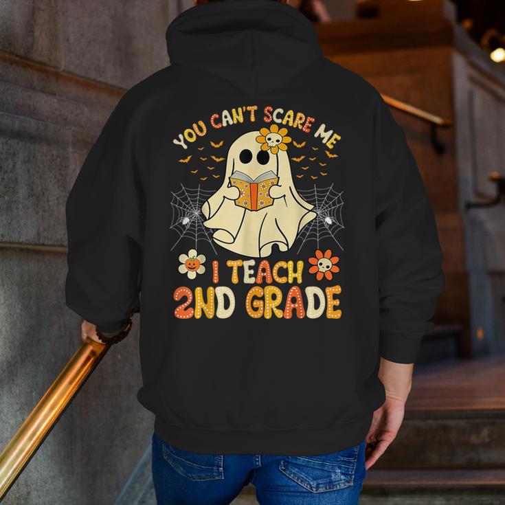 You Can't Scare Me I Teach 2nd Grade Halloween Teacher Ghost Men Zip Up Hoodie Back Print, 2nd Grade Teacher Hoodies, funny gift