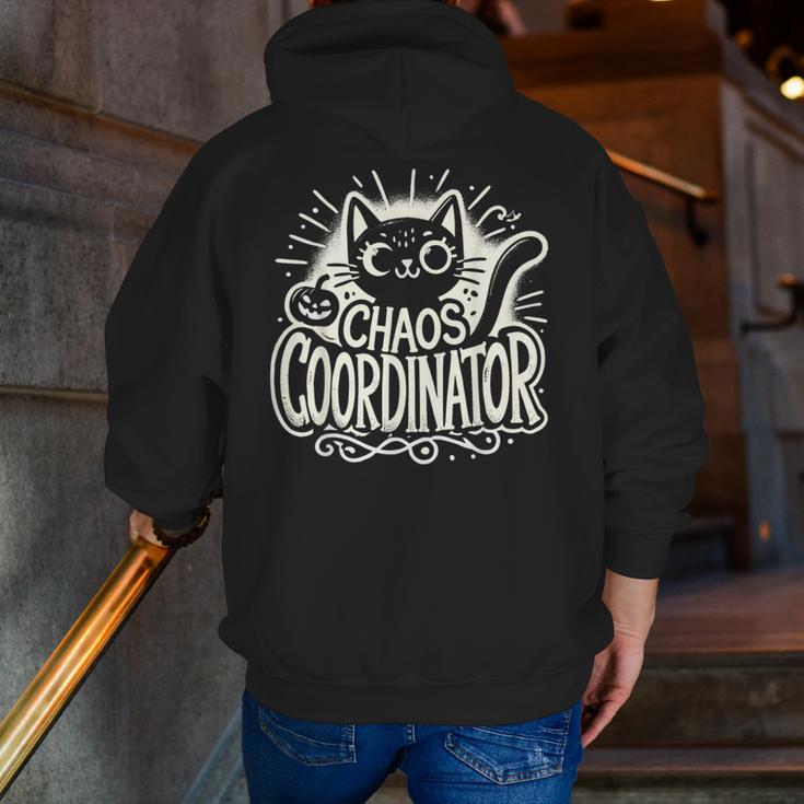 Cat Chaos Coordinator For Women Mom Halloween Teacher Men Zip Up Hoodie Back Print, funny gift