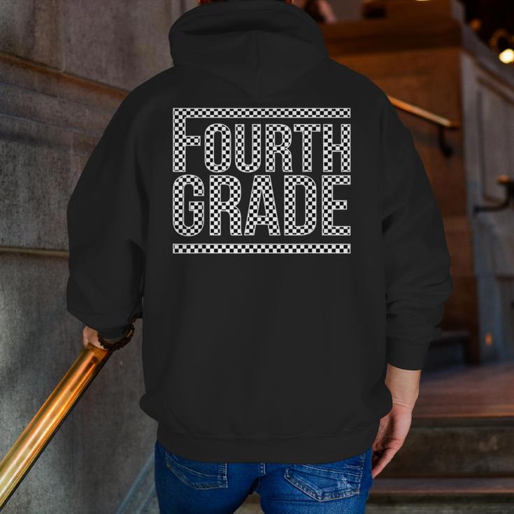 Checkered Fourth Grade Teacher Team Crew Back To School Men Zip Up Hoodie Back Print, funny gift