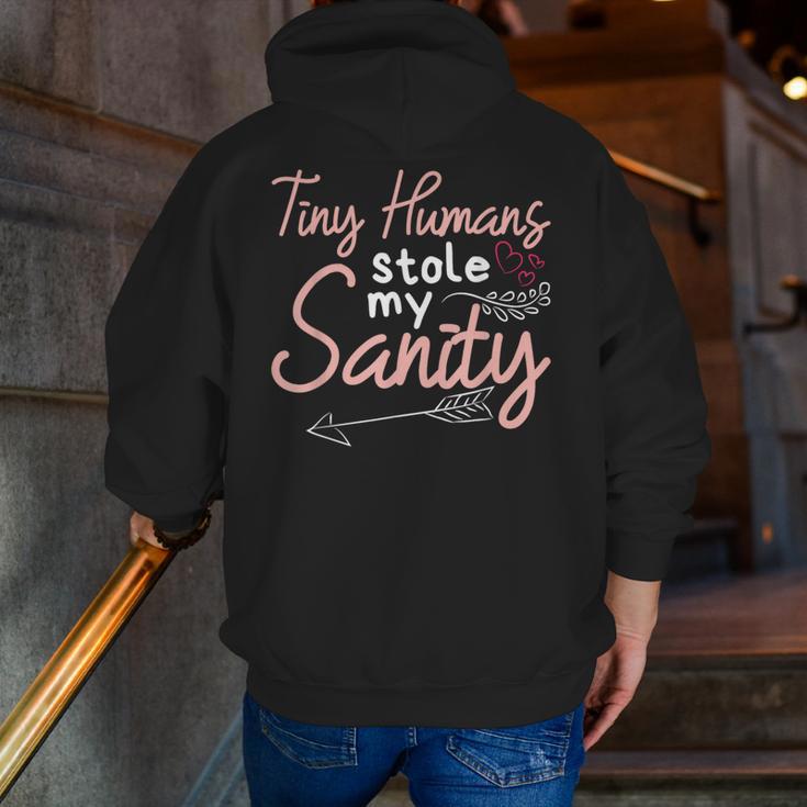 Childcare Provider Daycare Teacher Stole My Sanity Men Zip Up Hoodie Back Print, funny gift