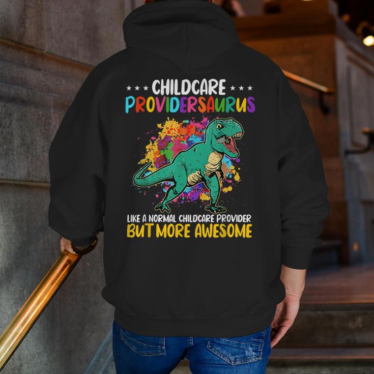 Childcare Providersaurus Daycare Teachers Men Zip Up Hoodie Back Print, funny gift