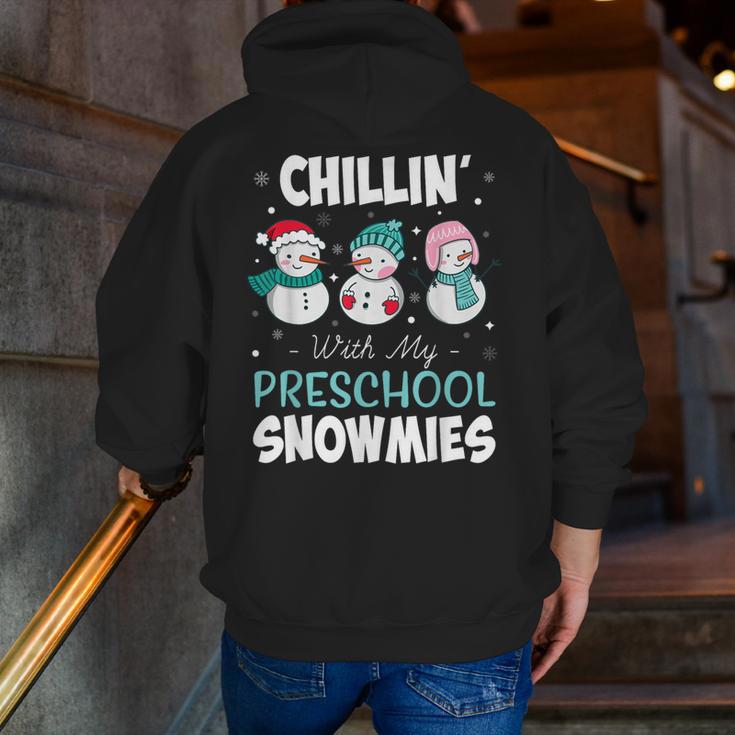 Chillin' With My Preschool Snowmies Teacher Christmas Men Women Kids Men Zip Up Hoodie Back Print, funny gift Chillin' With My Preschool Snowmies Teacher Christmas Men Women Kids Men Zip Up Hoodie Back Print, funny gift