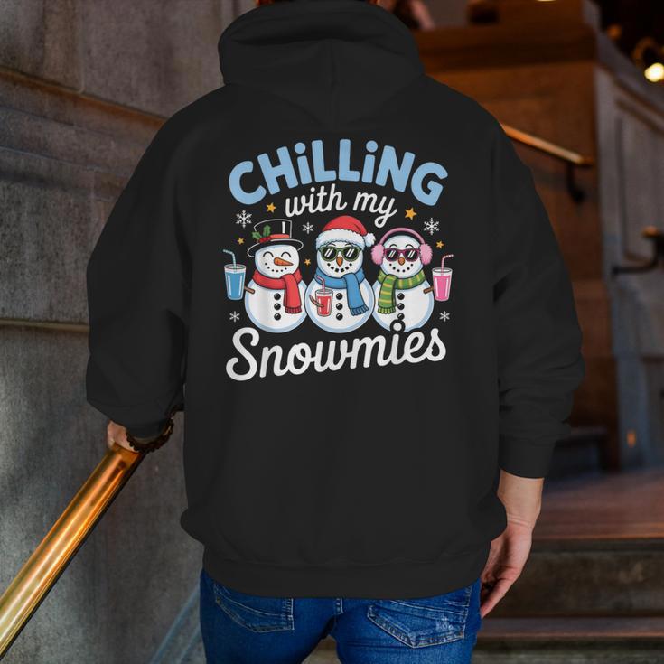 Chillin With My Snowmie Women Christmas Snowman Teacher Snow Men Zip Up Hoodie Back Print, funny gift Chillin With My Snowmie Women Christmas Snowman Teacher Snow Men Zip Up Hoodie Back Print, funny gift