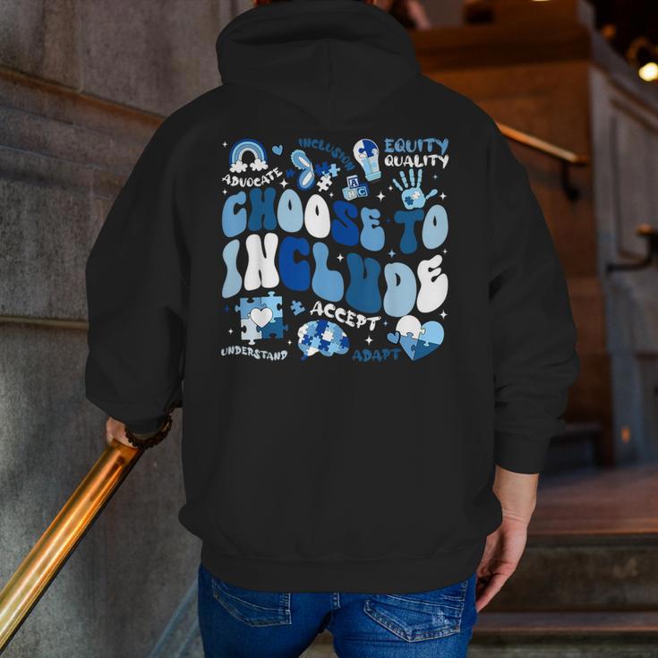 Choose To Include Inclusion Matters Autism Awareness Teacher Men Zip Up Hoodie Back Print, funny gift