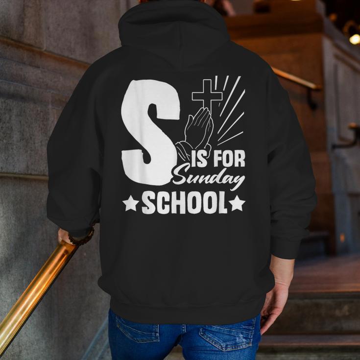 Christian Teacher S Is For Sunday School Essentials Men Zip Up Hoodie Back Print, funny gift Christian Teacher S Is For Sunday School Essentials Men Zip Up Hoodie Back Print, funny gift