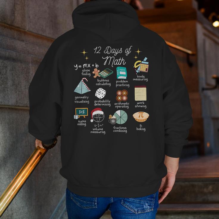 Christmas 12 Days Of Math Math Teacher Xmas STEM STEMS Men Zip Up Hoodie Back Print, funny gift