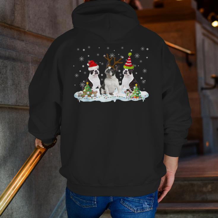 Christmas Boston Terrier Santa Dog Lover Men Zip Up Hoodie Back Print, Boston Terrier Christmas Hoodies, funny gift