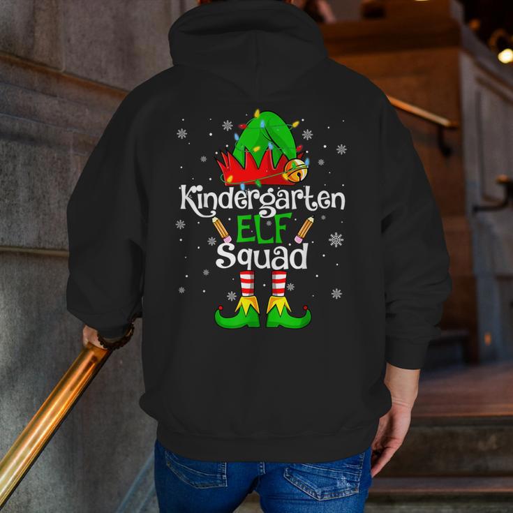 Christmas Kindergarten Elf Squad Teacher Student Men Zip Up Hoodie Back Print, funny gift