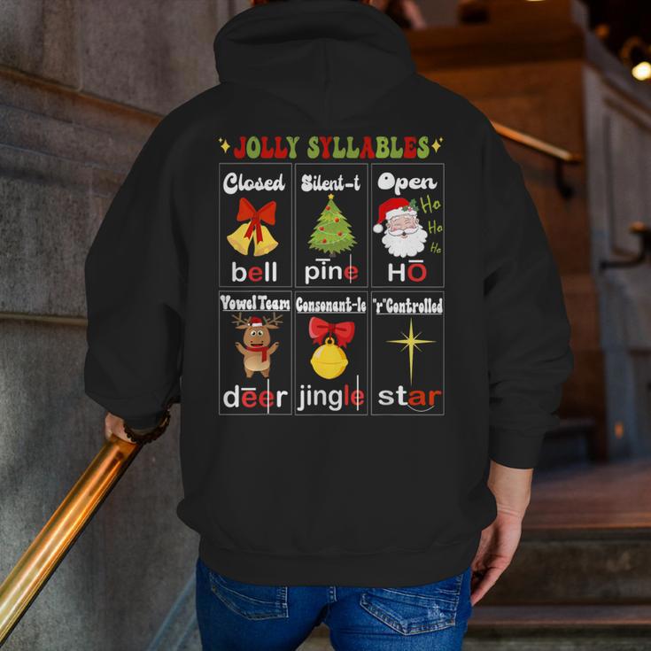 Christmas Reading Teacher Syllable Types Reading Teacher Men Zip Up Hoodie Back Print, funny gift
