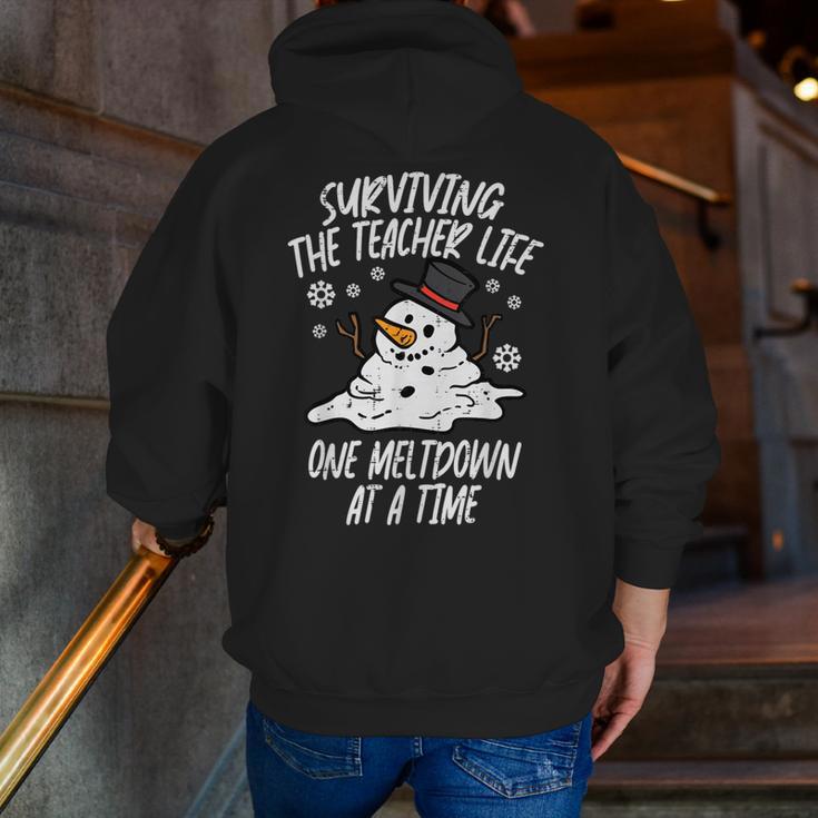 Christmas Surviving Teacher Life Meltdown Xmas Women Men Men Zip Up Hoodie Back Print, funny gift Christmas Surviving Teacher Life Meltdown Xmas Women Men Men Zip Up Hoodie Back Print, funny gift