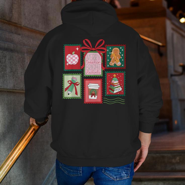 Christmas Teacher Stamps Men Zip Up Hoodie Back Print, funny gift Christmas Teacher Stamps Men Zip Up Hoodie Back Print, funny gift