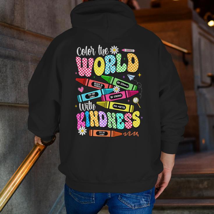 Color The World With Kindness Teacher Back To School Men Zip Up Hoodie Back Print, funny gift