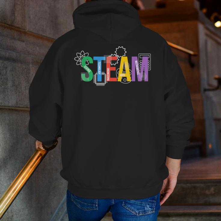Colorful Steam Letters For Steam Program Teacher And Student Men Zip Up Hoodie Back Print, funny gift