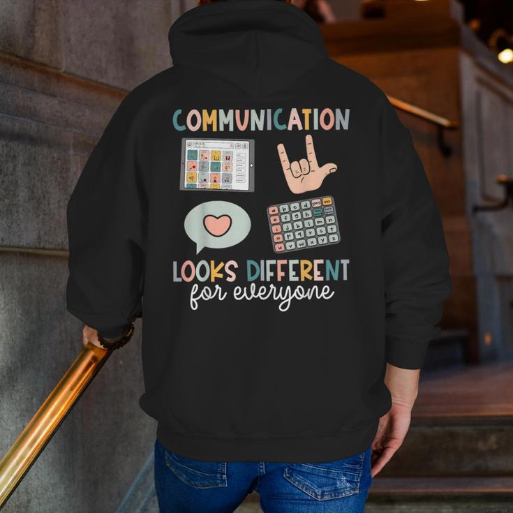 Communication Looks Different For Everyone SPED Teacher ASD Men Zip Up Hoodie Back Print, funny gift Communication Looks Different For Everyone SPED Teacher ASD Men Zip Up Hoodie Back Print, funny gift