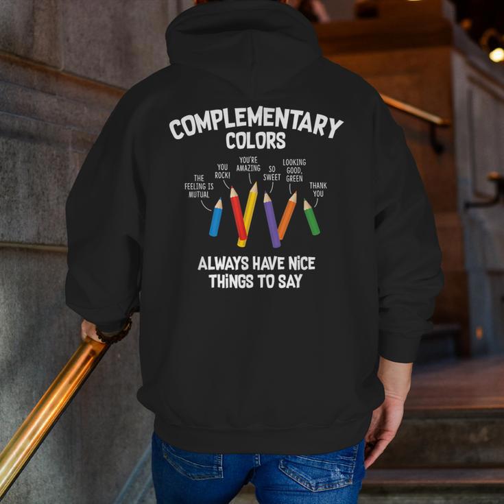 Complementary Colors Art Teacher Pun Shirt Men Zip Up Hoodie Back Print, funny gift