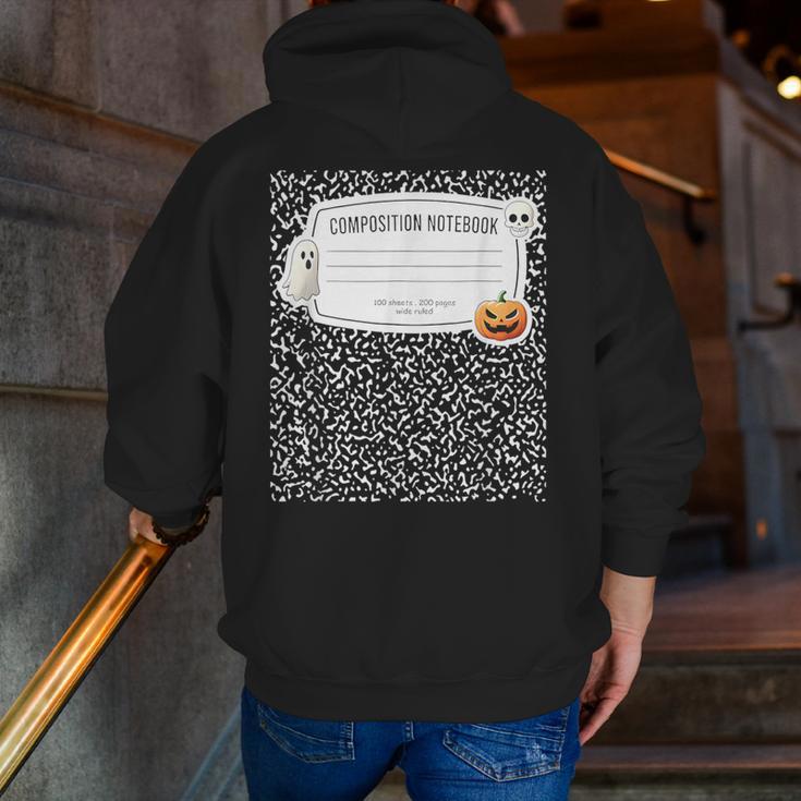 Composition Notebook Costume Adult Halloween For Teacher Men Zip Up Hoodie Back Print, funny gift