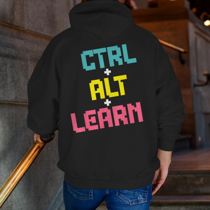 Computer Teacher Back To School Kids Ctrl Alt Learn Men Zip Up Hoodie Back Print, funny gift
