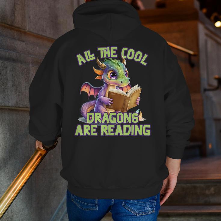All The Cool Dragons Are Reading Dragon Teacher Men Zip Up Hoodie Back Print, funny gift