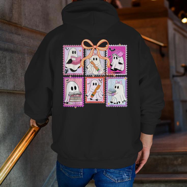 Coquette Bow Spooky Teacher Ghost Halloween Trick Or Teach Men Zip Up Hoodie Back Print, funny gift Coquette Bow Spooky Teacher Ghost Halloween Trick Or Teach Men Zip Up Hoodie Back Print, funny gift