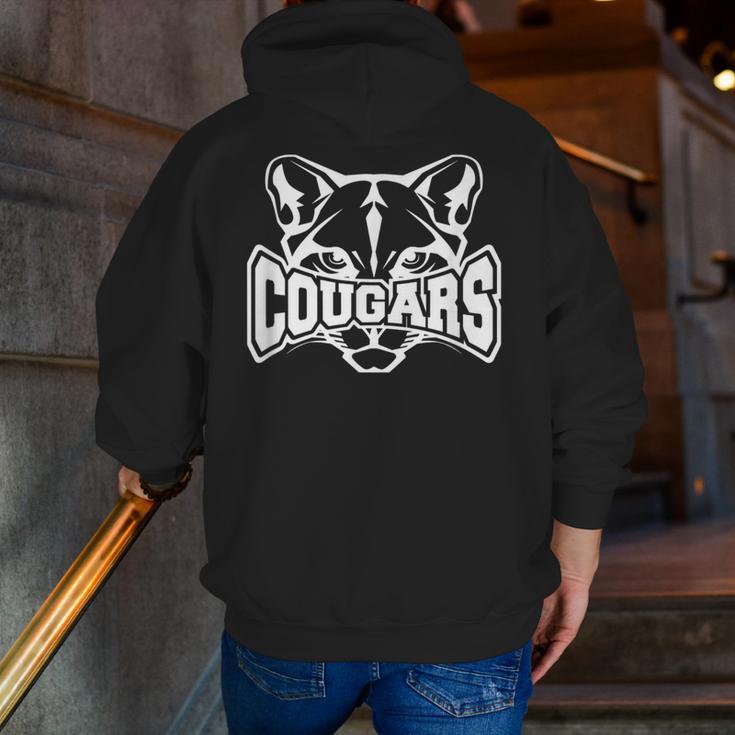 Cougars Teacher Student School Sports Fan Team Spirit Men Zip Up Hoodie Back Print, funny gift