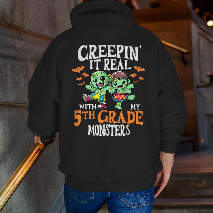 Creepin It Real Monster School 5th Grade Teacher Halloween Men Zip Up Hoodie Back Print, funny gift Creepin It Real Monster School 5th Grade Teacher Halloween Men Zip Up Hoodie Back Print, funny gift