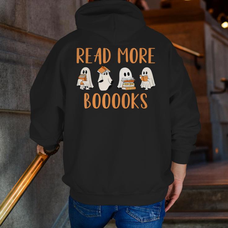 Cute Booooks Ghost Read More Books Teacher Halloween Men Zip Up Hoodie Back Print, funny gift