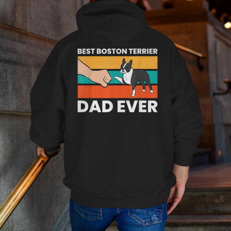 Cute Boston Terrier Best Boston Terrier Dad Ever Men Zip Up Hoodie Back Print, Boston Terrier Dad Hoodies, funny gift